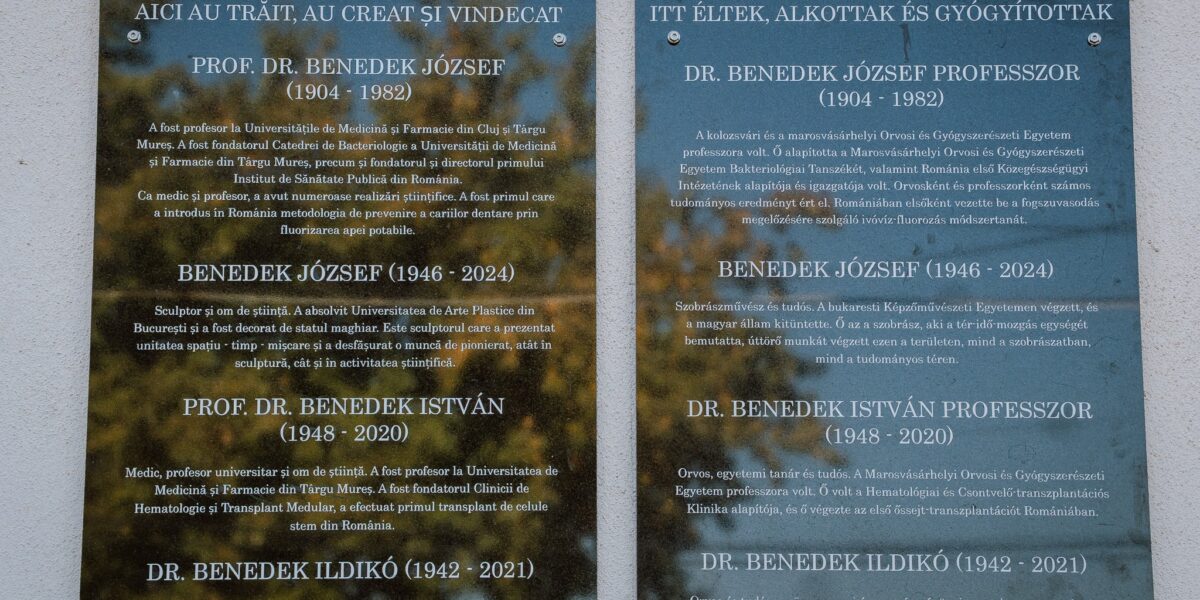 Emléktábla őrzi a marosvásárhelyi Benedek család orvosainak és művészének emlékét
