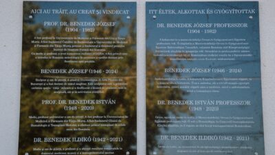 Emléktábla őrzi a marosvásárhelyi Benedek család orvosainak és művészének emlékét